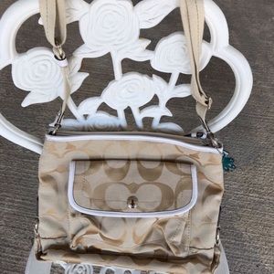 Coach White and Gold Crossbody Purse